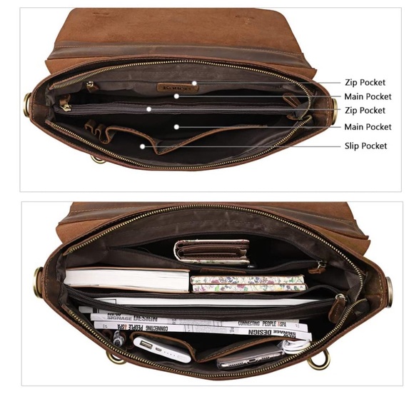 Kattee Bags Nwt Kattee Genuine Leather Laptop Messenger Bag Poshmark